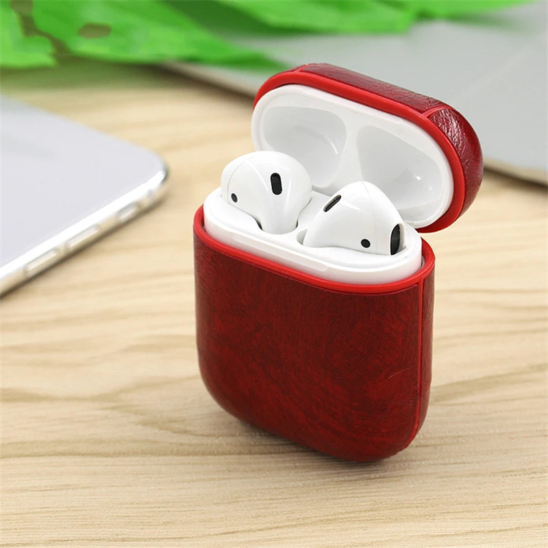 

VETOMEET Luxury Genuine Leather Bluetooth Wireless Buckle Earphone Case For Apple Airpods with Buttons Headphone UltraThin cover