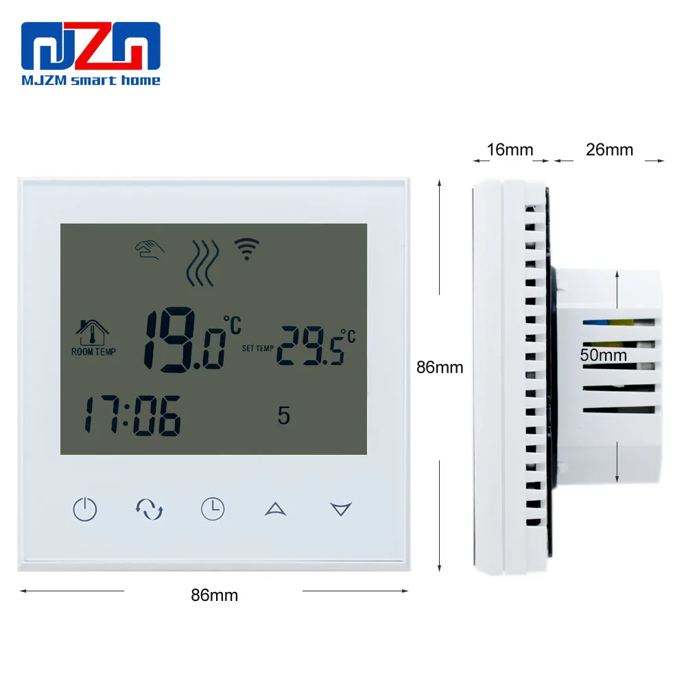 MJZM 16A03-2-WiFi контроль комнатной температуры контроллер белая подсветка Программируемый электрический подогрев пола термо регулятор