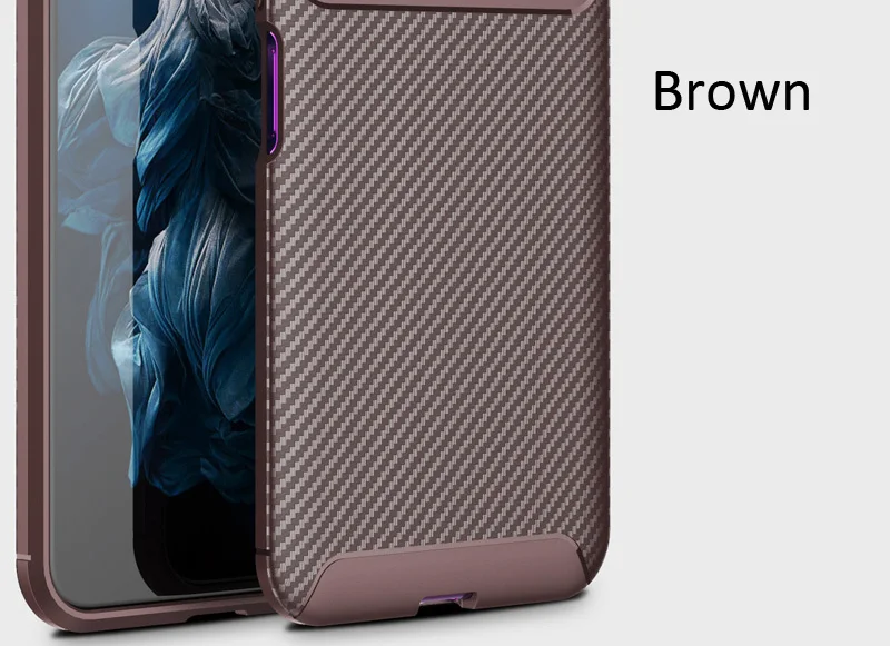 Чехол из углеродного волокна для huawei Honor 20 Pro View 20, ТПУ, силиконовая Матовая защитная накладка из волоконной ткани - Цвет: Brown