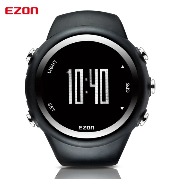 Ezon T031 GPS Бег спортивные часы расстояние Скорость калорий Мониторы GPS синхронизации Для мужчин спортивные часы 50 м Водонепроницаемый цифровые часы - Цвет: Черный