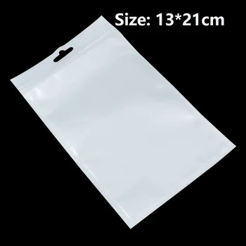 

500pcs 13*21cm White/Clear Self Seal Zipper Plastic Storage Retail Packaging Bag Zip Lock Ziplock Bag Package W/ Hang Hole