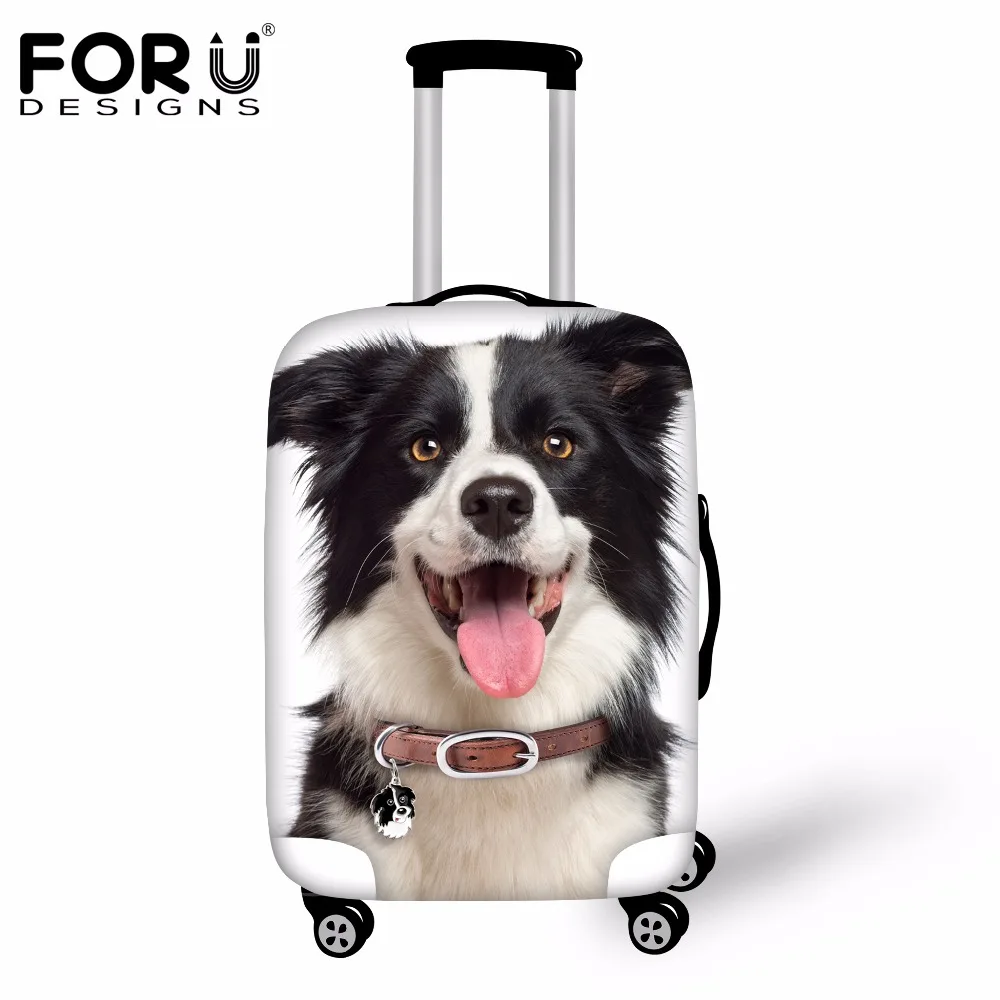 

FORUDESIGNS Travel Luggage Protective Cover 3D Border Collie Dog Elastic Stretch Trolley Case Rain Covers For 18-30 Inch Cases