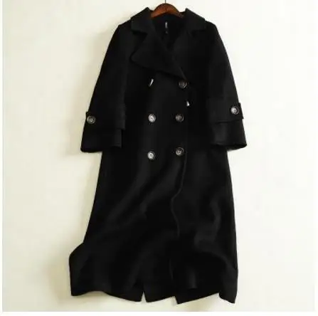 2018 winter fashion Women Woolen Coat Double-Sided Cashmere double breasted Medium Length Wool coat