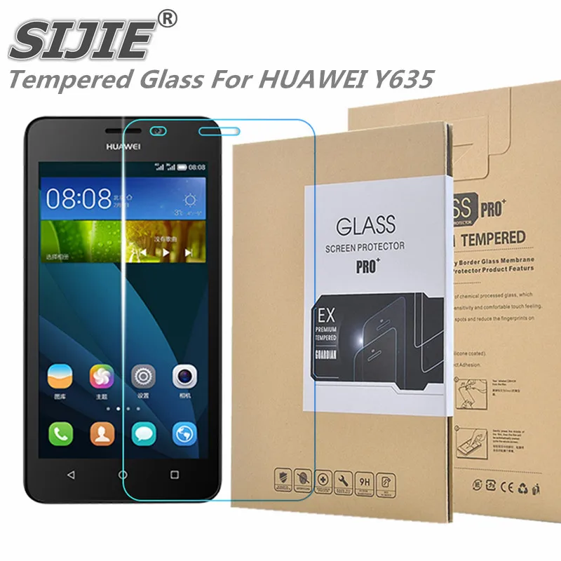 

SIJIE Tempered Glass For HUAWEI Y635 2.26mm Screen Protector front stronger 9H thin discount with Retail Package Hard BOX save