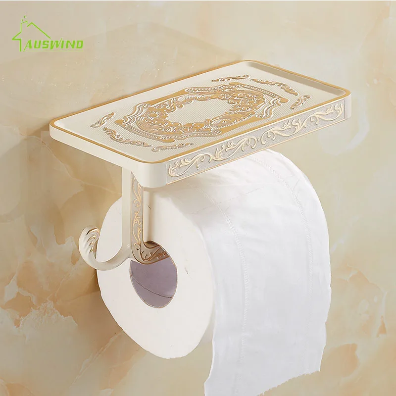 

European Toilet Roller Holder Multifunctional Antique Toilet Paper Stainless Steel Gold Box Zinc Alloy Mobile Phone Holder