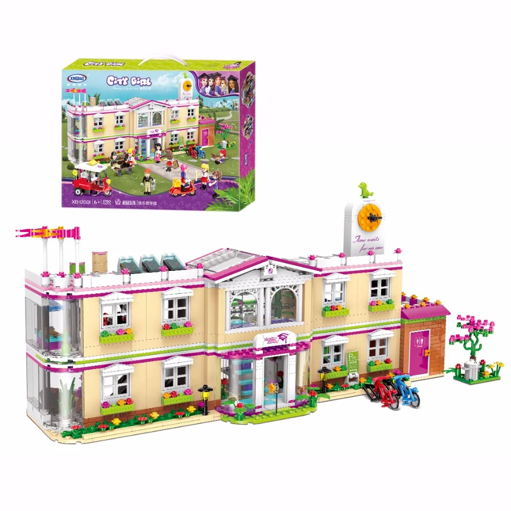 

XINGBAO 12001 New 1750Pcs City Girl Series The Happy Teaching Building Set Building Blocks Bricks Funny Toys For Kids As Gifts