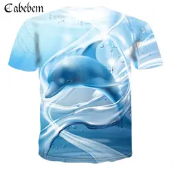 2019 Новая Летняя мужская футболка с 3D животным дельфином, милая Футболка с принтом, футболка с цифровым принтом, нейтральный Повседневный