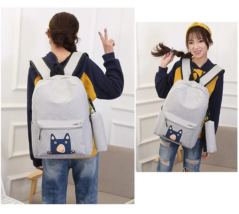2019 новая холщовая школьная сумка с рисунком женский рюкзак высокого качества Школьные сумки для девочек-подростков милые книжные сумки