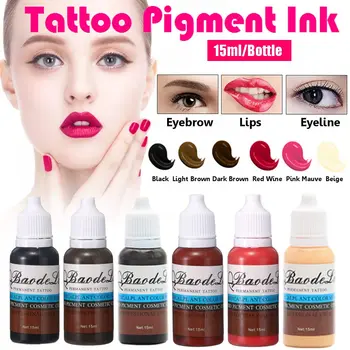 

15ml Natural Plant Semi Permanent Makeup Eyebrow Inks Lips Eye Line Tattoo Color Microblading Pigment Eyebrow Tattoo Color Inks