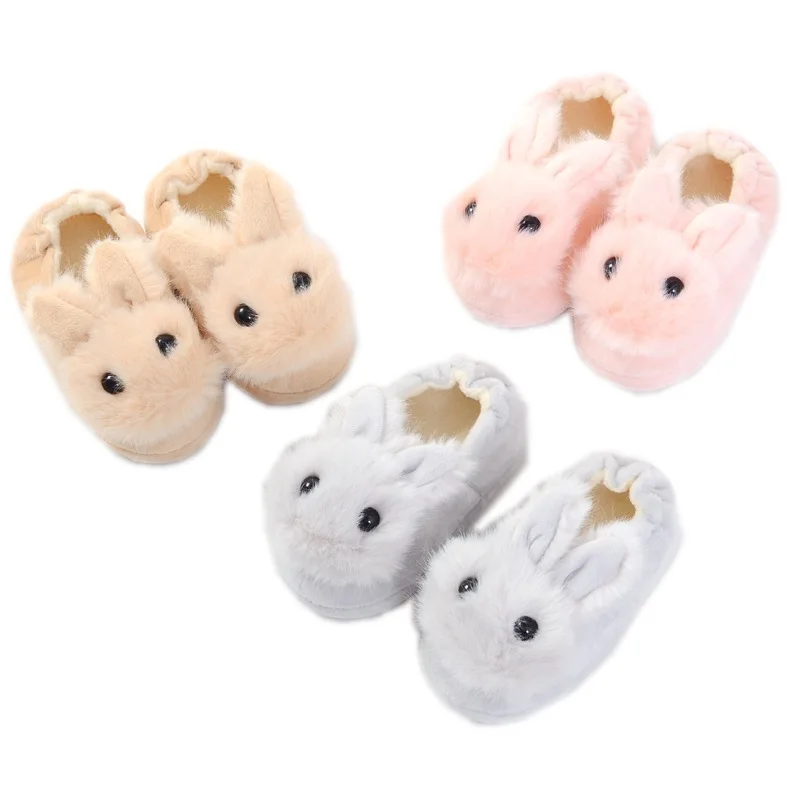 

Autumn And Winter Kids Cute Cotton Slippers Children's Warm Non-slip Baby Cartoon Plush Rabbit Cotton Slippers 2-5Y