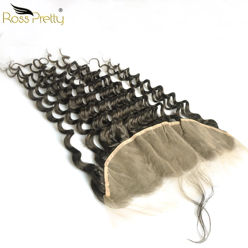Ross Pretty Remy Brazilian Hair Pre Plucked Lace Frontal Deep Wave Ear to Ear 13x4 lace front natural human hair product