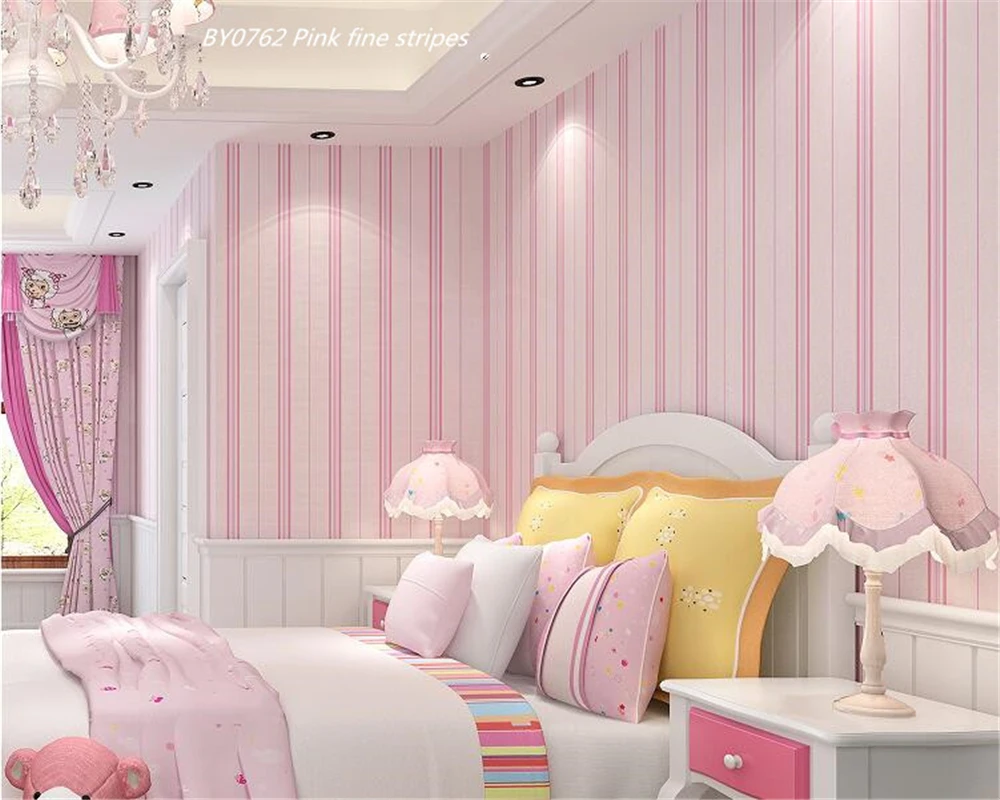 Beibehang Moderne eenvoudige Koreaanse gestreepte behang roze warm kind  kamer slaapkamer vliesbehang papel de parede wall paper - AliExpress, image size:1000x800