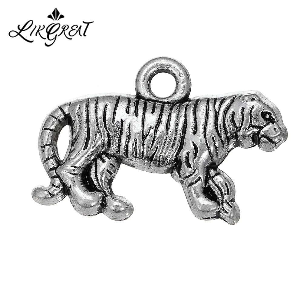 LIKGREAT 7pcs/lot Animal Tiger Charm Pendant for Necklace Bracelet