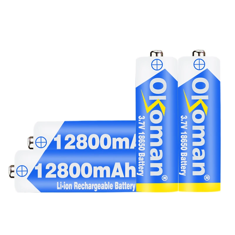 Okoman высокой емкости 3 7 V 18650 аккумулятор литиионый 12800mAh литий ионная литиевая