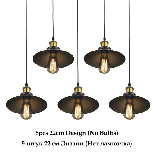 Modern Lustre LED Chandelier Lighting Black Metal Ceiling Chandeliers Vintage Light Dining Bedroom Hanglamp Suspension Luminaire - Цвет абажура: 5pcs 22cm Pendants