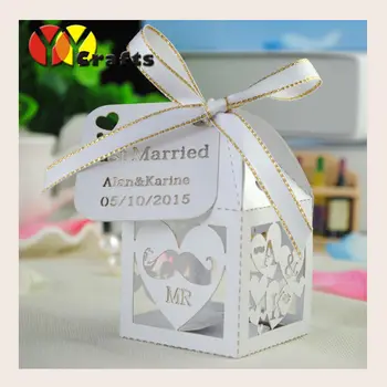 

With small personalize tag wedding and party decor souvenir candy packaging box unique Mustache design for your best choice