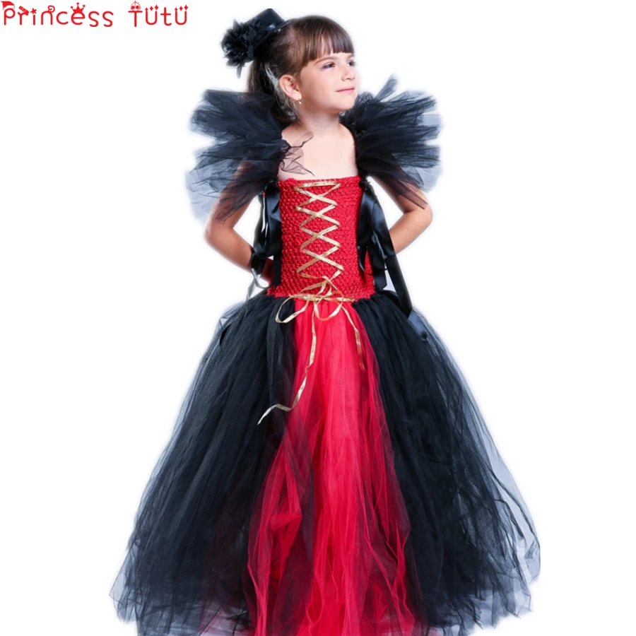 

PRINCESS TUTU Dress Fancy Evil Queen Costume For Kids Cosplay Halloween Costume Vampire Dress Girls Dresses Vestidos w109
