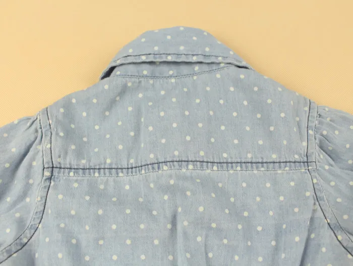 Весенне-осенние джинсовые блузки для маленьких девочек блузка в горошек для девочек детская джинсовая рубашка Блузки с длинными рукавами
