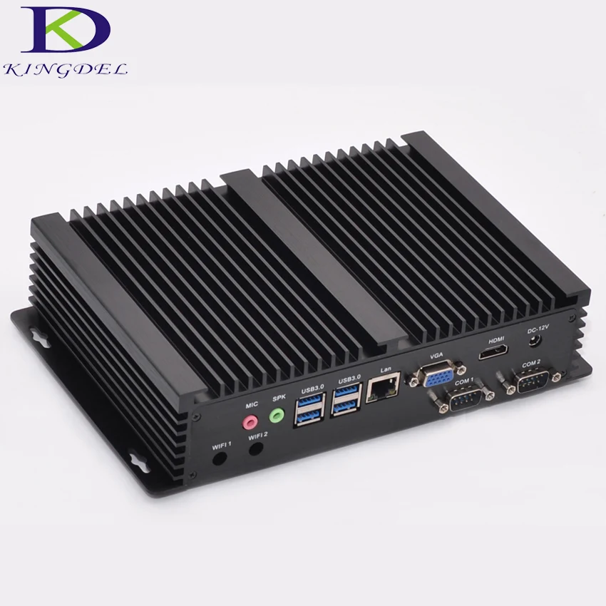  Windows 10 cheap fanless mini industrial pc with max 16GB RAM mSATA SSD Intel i3 5005u CPU 2 COM Ports Mini Desktop Gigabit LAN 