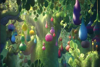 

children kids photo backdrop Vinyl cloth High quality Computer print Good Luck Trolls Green Rain Forest Fruits background