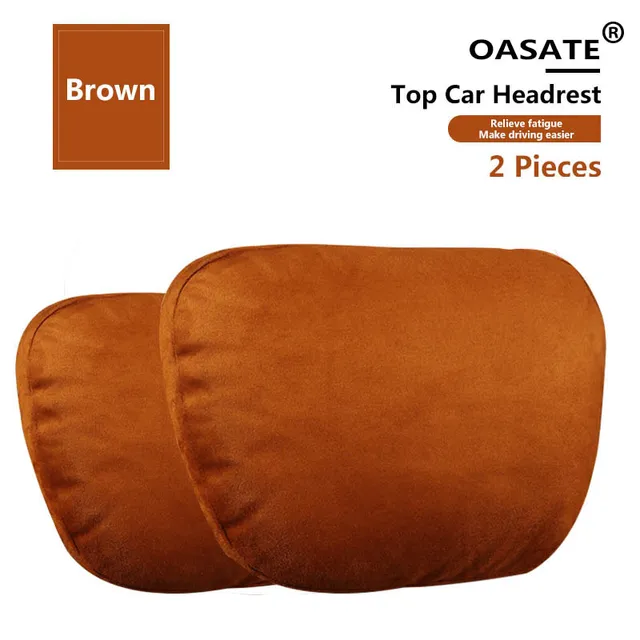 Top Quality Car Headrest Neck Support Seat / Maybach Design S Class Soft Universal Adjustable Car Pillow Neck Rest Cushion 2Pcs Brown