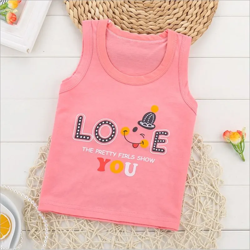 Shirt Baby Blouses Kids Vest Sleeveless t-shirt Boys new Toddler Shirts Cool Print Cotton Cartoon Children girls single top