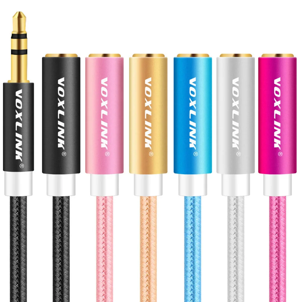 VOXLINK 3.5mm jack audio cable for iphone Samsung 3.5mm male to Female Car Auxiliary Audio Stereo Cable MP3/MP4 Speaker aux cord