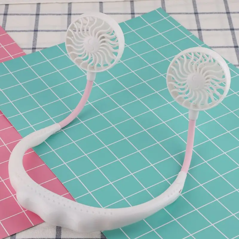Летние Hands-free ленивый шейный ремешок подвесной светильник USB Перезаряжаемые спортивные двойной вентилятор мини-охладитель воздуха Портативный 3 скорости аккумулятор большой емкости