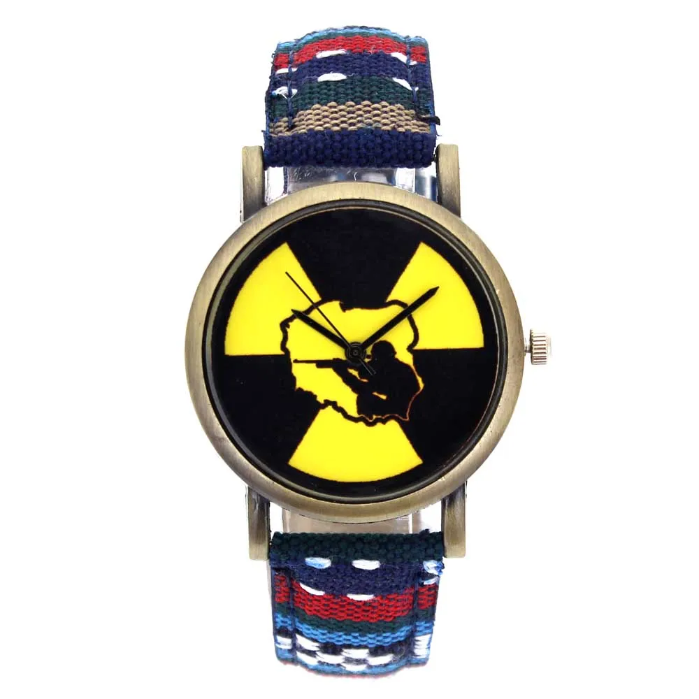 Hunting Variant Game Military Hobby Nuclear Radiation Marker Fashion Men Women Stripes Canvas Band Sport Analog Quartz Watch - Цвет: 27