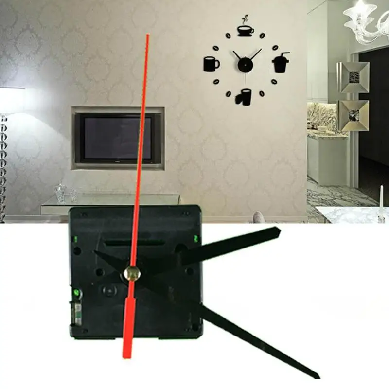 

Silent large wall Clock Quartz Movement Mechanism Black and Red Hands Repair Kit Tool Set With Hook High Quality