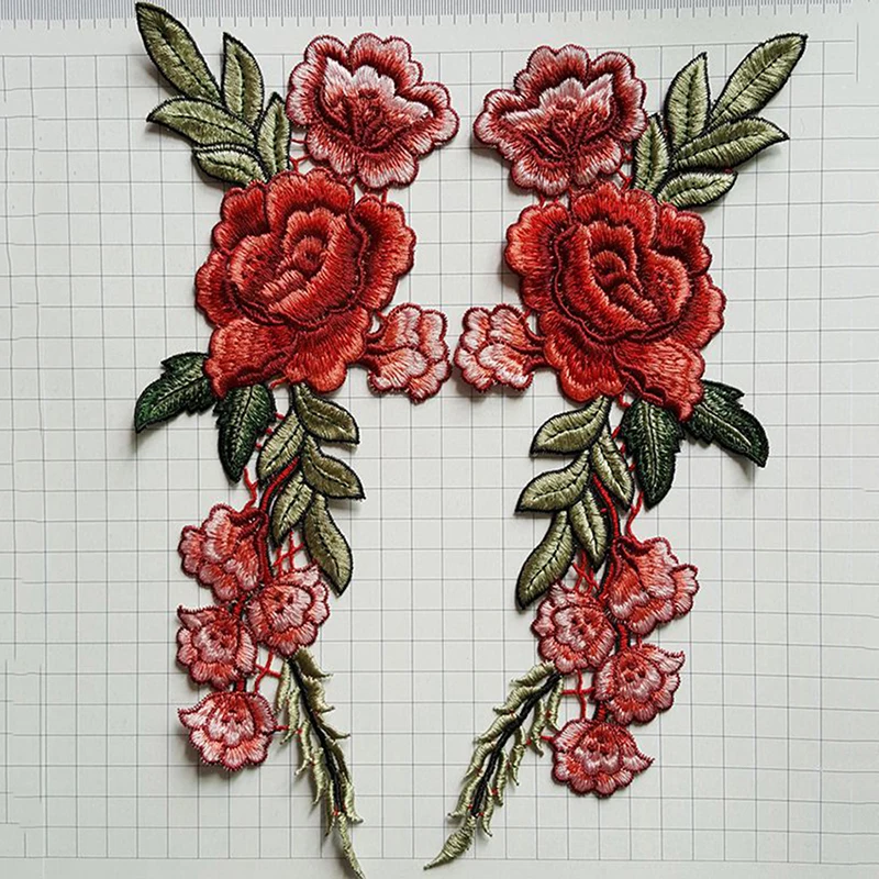 Fashion flower patches for clothing applique embroidery flower patches