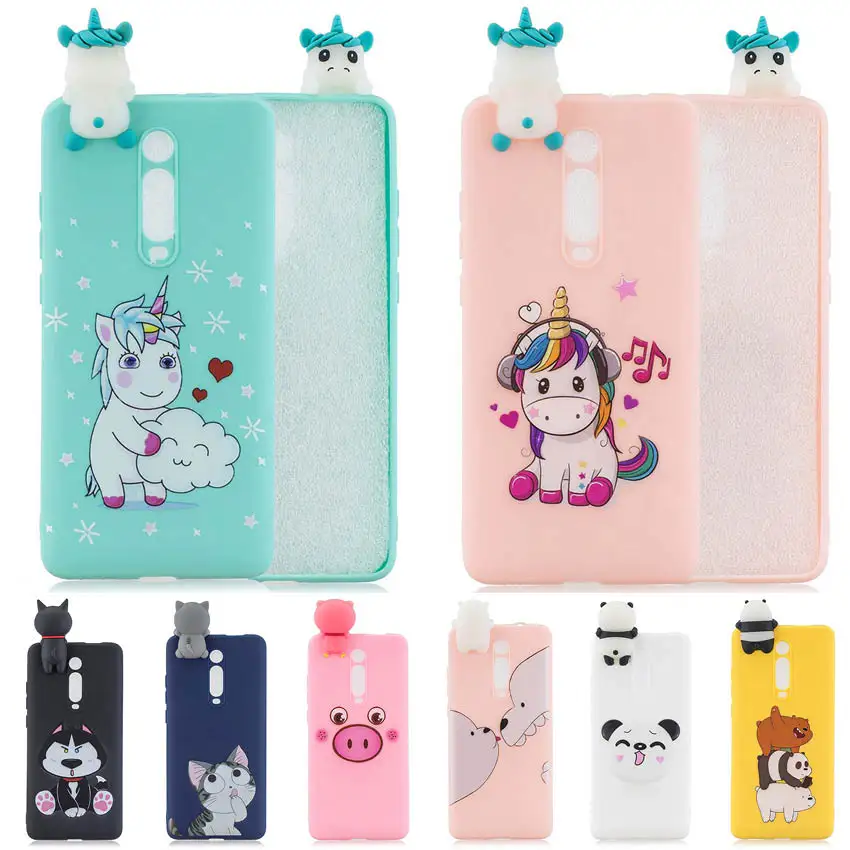 3D Silicone Soft Phone Case For Xiaomi Redmi K20 cute Pro Unicorn pig cat bear Cases redmi 7A Cover 9T | Мобильные телефоны и