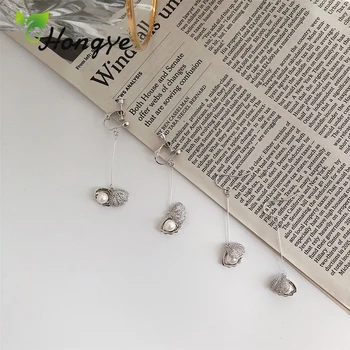 

Hongye New Arrival Real Pearl Earrings Ear Clips Big Dangling Silver 925 Jewelry Earring Drop Shell Romantic Ladies Long Earring