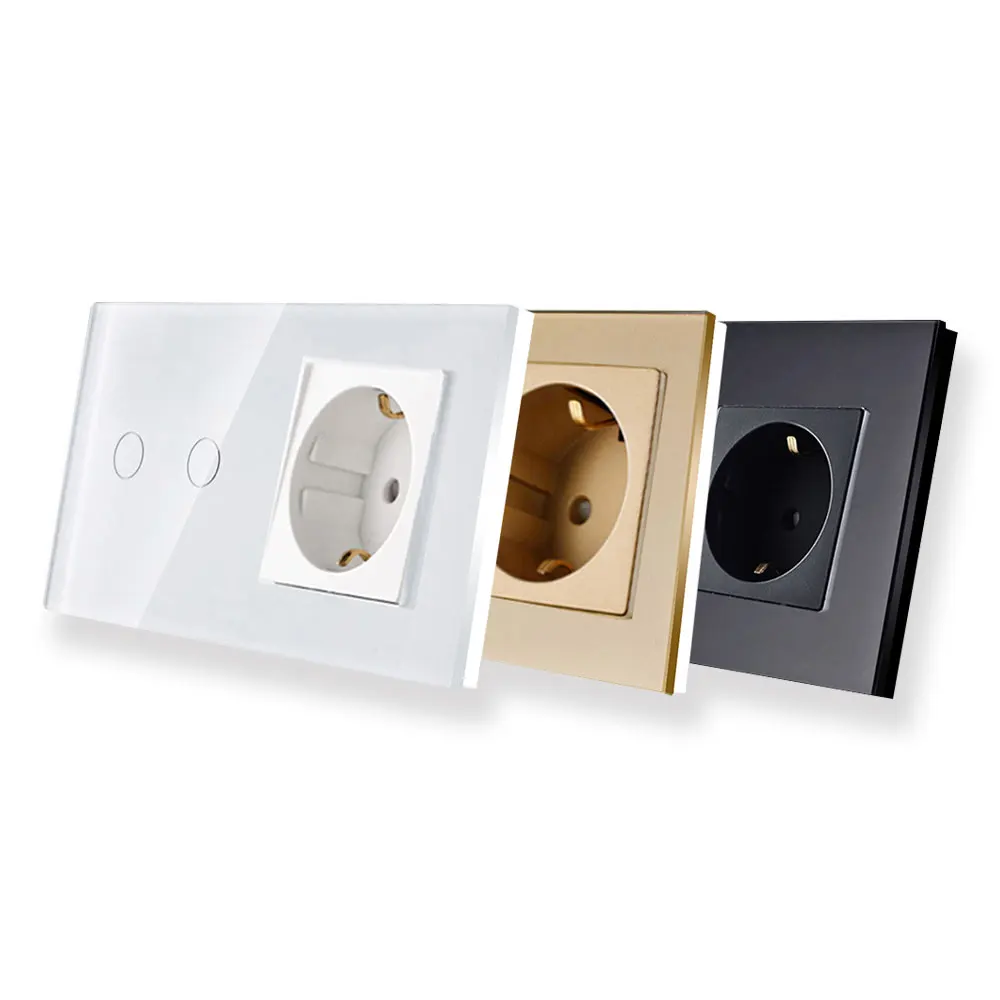  Bingoelec Smart Home Automation Wall Switch EU Standard 2 Gang 1 Way Wifi Glass Panel Touch Switch  - 33012532256