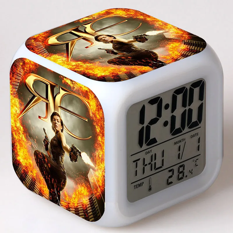 

Movie Figurines Resident Evil The Final Chapter LED Alarm Clock Glowing Color Changing Touch Light Alice Figure PVC Model Toys