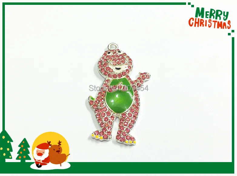 

Newest ! 48mm*28mm 10pcs/lot Dinosaur Rhinestone Pendants