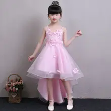 Новое летнее розовое кружевное платье-пачка принцессы с цветочным рисунком для девочек свадебное платье на крестины Одежда для девочек для вечеринки платье для первого причастия