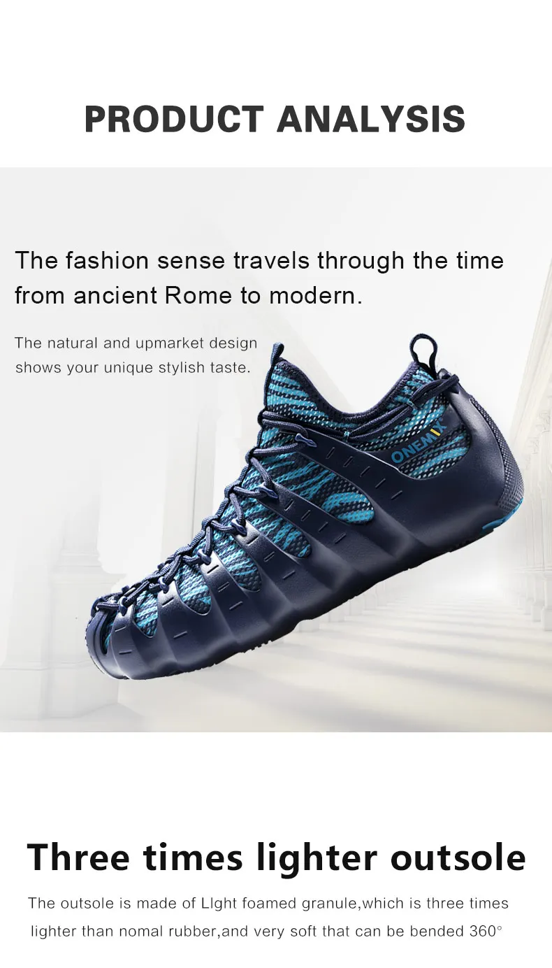 Onemix мужские пляжные сандалии Обувь в римском стиле сандалии-гладиаторы, комплект из сочетающихся туфель светильник Холодный уличная прогулочная обувь для женщин плотно прилегающим тапочки туфли для бега трусцой