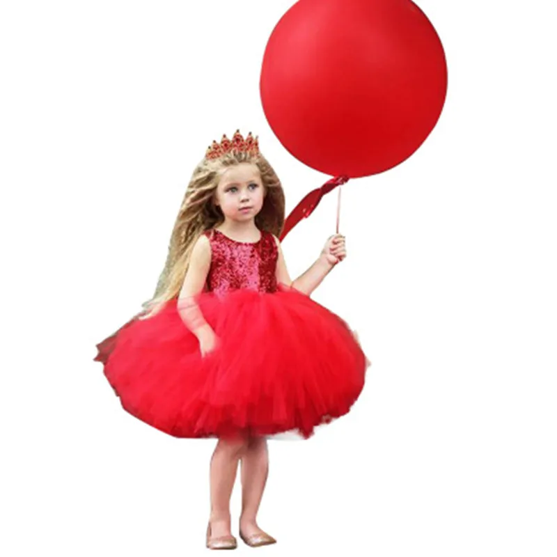 

2019 New Dress Girl Summer O-Neck Children's Dress Princess Lace Multi-layer Mesh Vestidos Sequin Open Back Love Dress