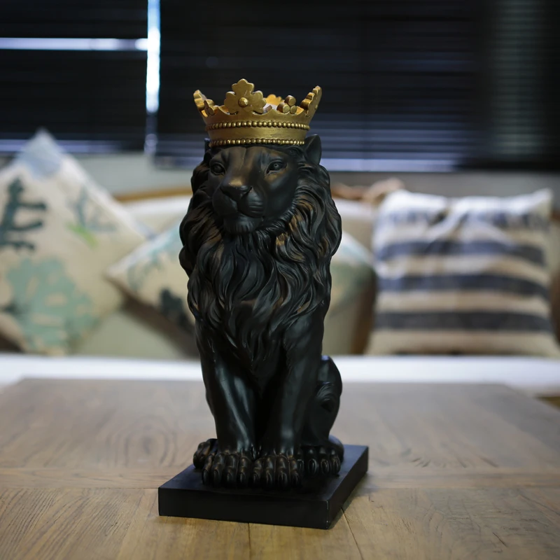 Noble Lion King Sculpture Handmade Resin African Wild ...