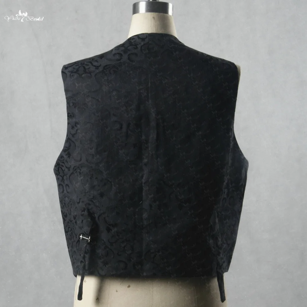 RSJ134 Black Paisley Top Design Men Waistcoat Wedding Vest Pocket Square