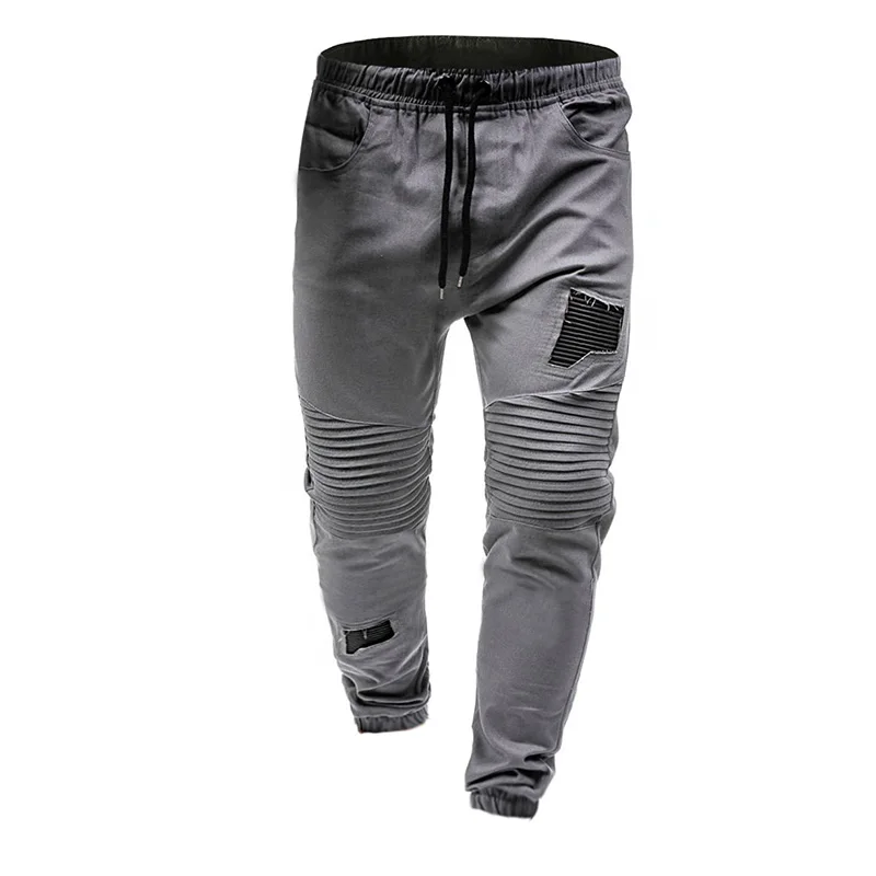 Europe and the United States 2019 foreign trade new pleated rag stitching casual pants tether elastic men's casual pants