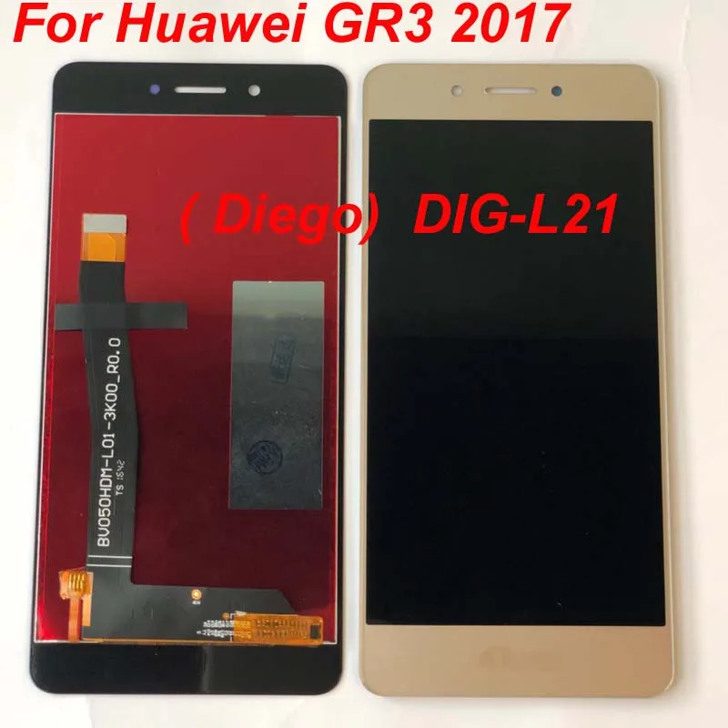 

100% tested well 5.0 inch Full LCD DIsplay+Touch Screen Digitizer Assembly For Huawei GR3 2017 ( Diego) DIG-L21+frame+tools