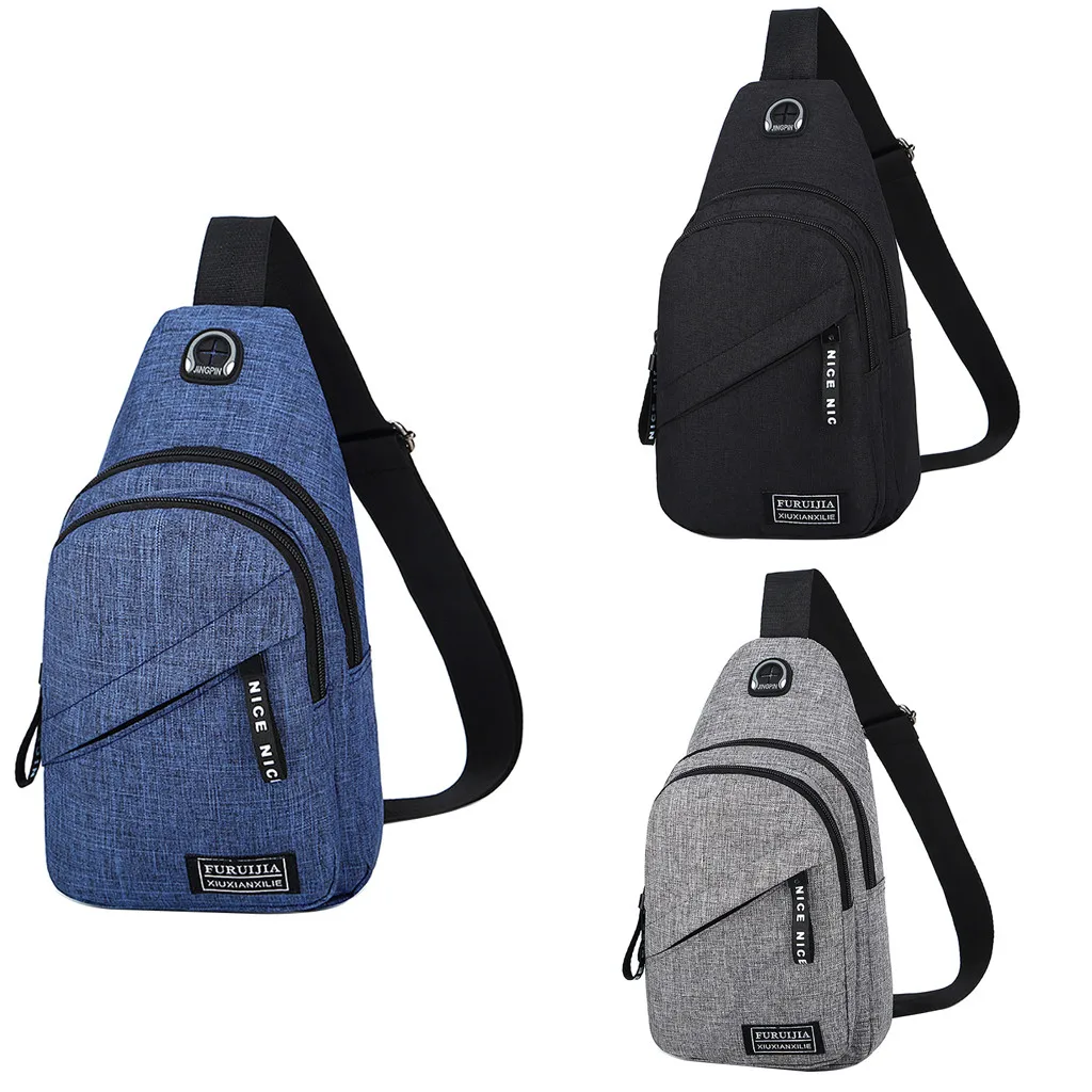 

Men Oxford Cloth Badge Chest Bag bag men solid color crossbody Wild Small Bag Fashion Pockets bandolera hombre