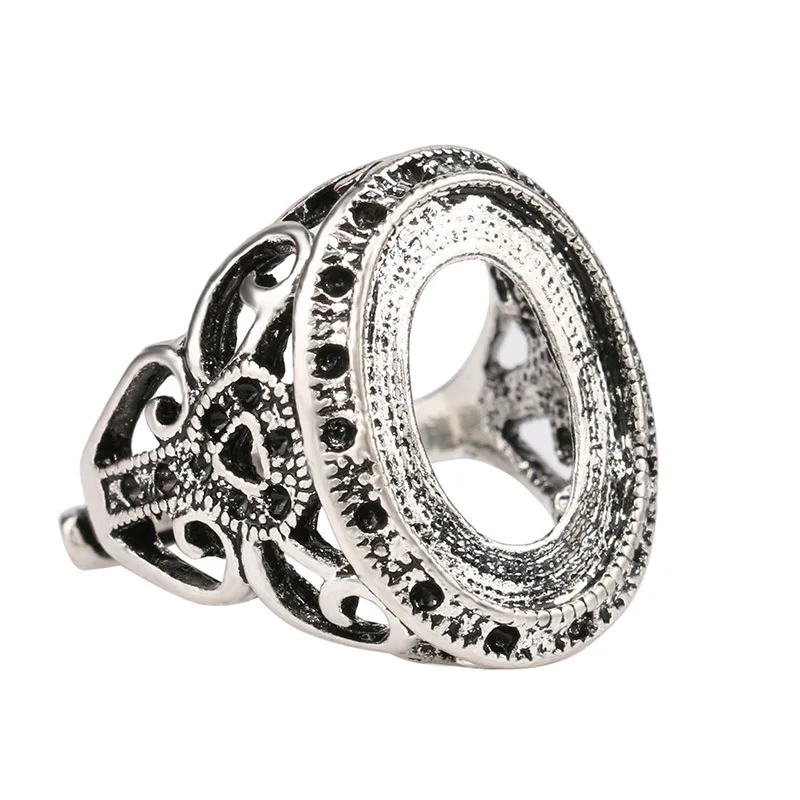 12*18 мм 13*18 мм инкрустированное пчелиный воск DIY кольцо пустой Регулируемый старинное серебряное кольцо