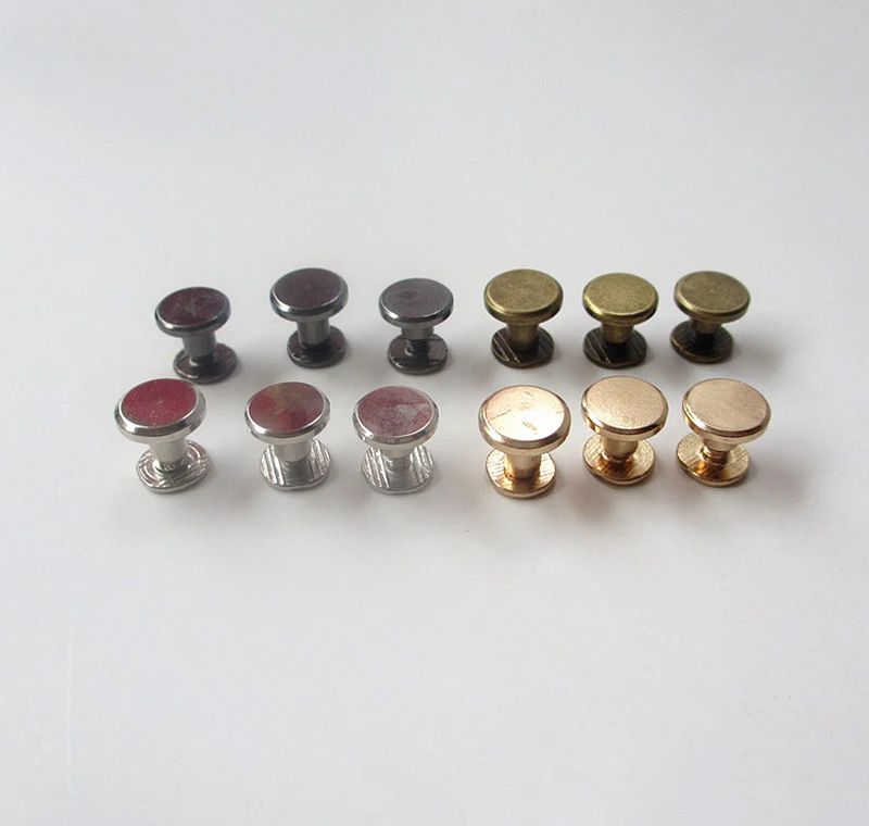 Round Flat Side Brass Flat Bracelet Rivet Screw Back Stud For Leather
