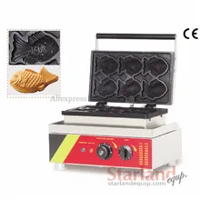 Electric Taiyaki waffle machine fish shape cake waffle delicious snack machine with 6 moulds 110v 220v