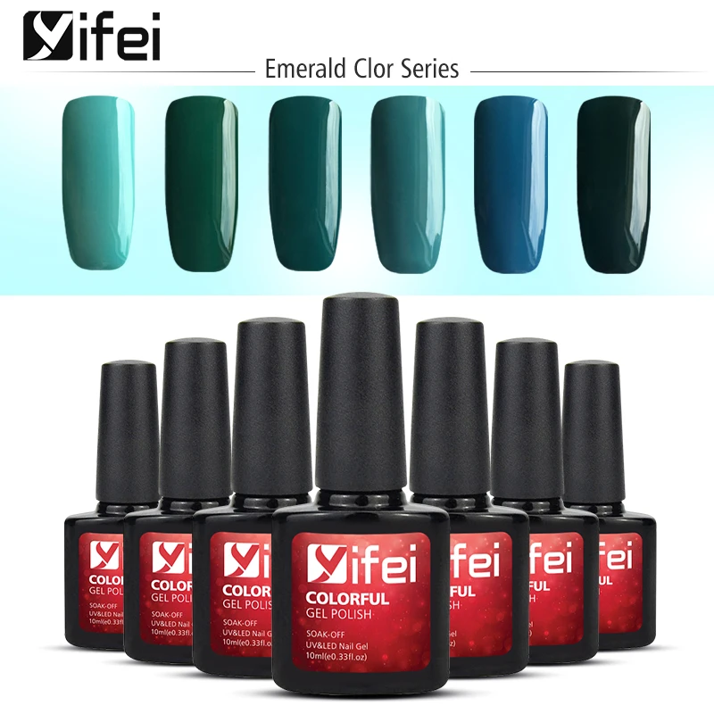 

YIFEI 10ML Emerald Green Nail Gel Polish Soak-Off UV LED Long-lasting Nail Lacquer Primer Gel Varnishes UV Gel french Manicure