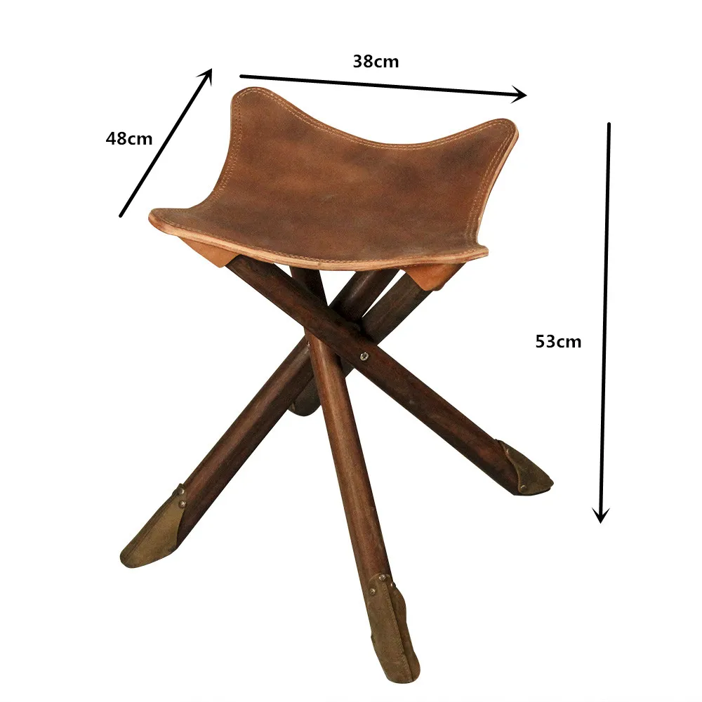 Портативный четырехногий деревянный складной стул для рыбалки W/седло кожаное сиденье для внутренней/наружной мебели стул на трех ножках