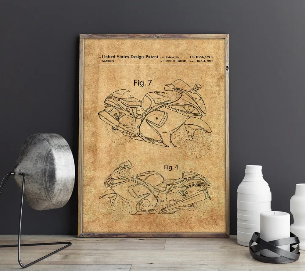 Патент на мотоцикл, произведение искусства, Dirt Bike для Suzuki wall art, плакаты, декор комнаты, печать, схема, идея подарка, украшения стен